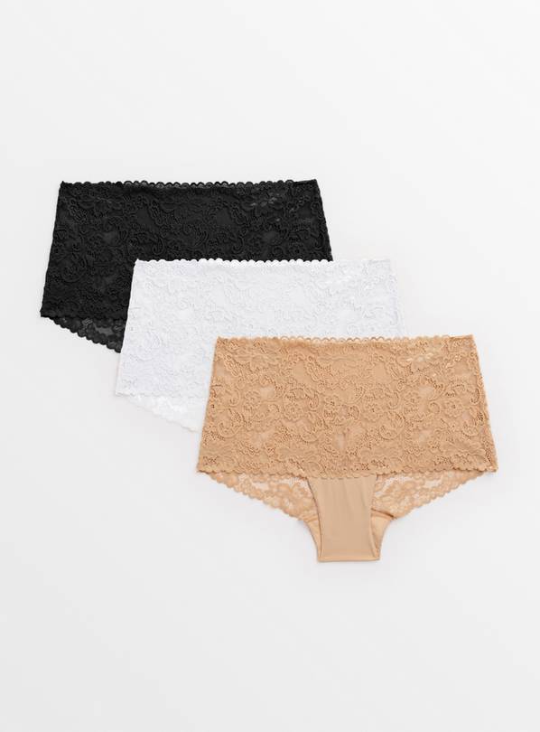 Black, White and Beige Galloon Lace Shorts 3 Pack 18